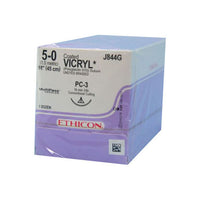 J844G Absorbable Suture, Polyglactin 910 Coated Vicryl, Undyed, Size 5-0, 16mm 12EA/BX