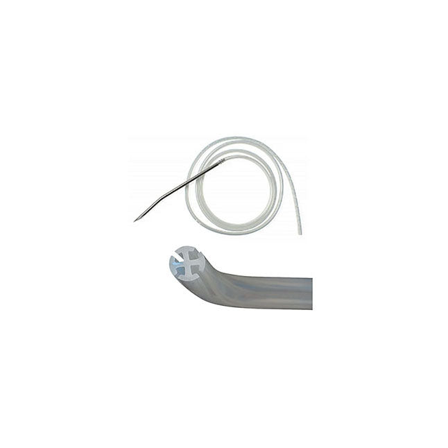 JP-2227 Jackson-Pratt Round Drain, Silicone, Channel, with Trocar, 30cm,15Fr, 10EA/BX