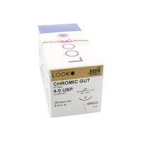 LK559B Look Absorbable Suture, Chromic Gut, Size 4-0, 18mm, C6 Reverse Cutting Needle, 12EA/BX