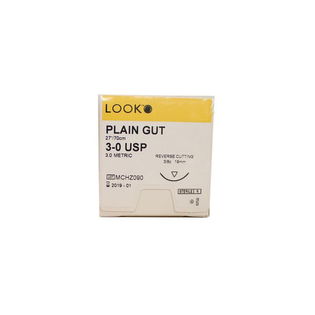 LK594B Look Absorbable Suture, Plain Gut, Size 3-0, 24mm 12EA/BX
