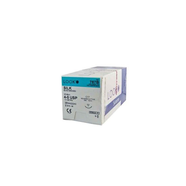 LK787B Look Non Absorbable Suture, Silk, Size 4-0, 12mm 12EA/BX