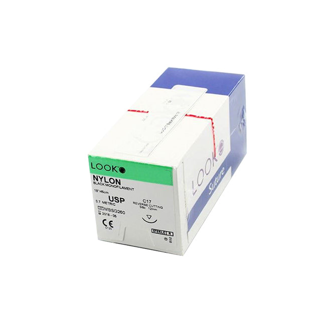 LK921B Look Non Absorbable Suture, Nylon, Size 4-0, 12mm 12EA/BX