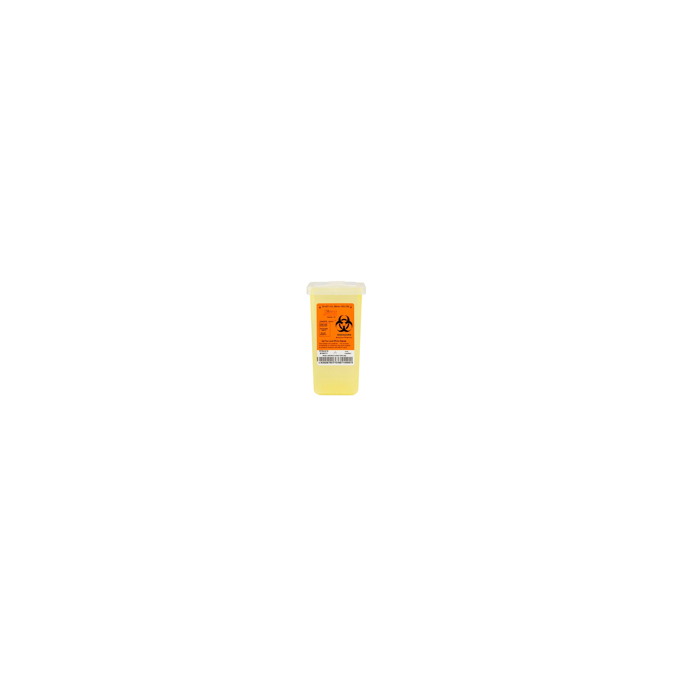 M8702TY Sharps Container, Translucent Yellow, 1qt, 1/EA