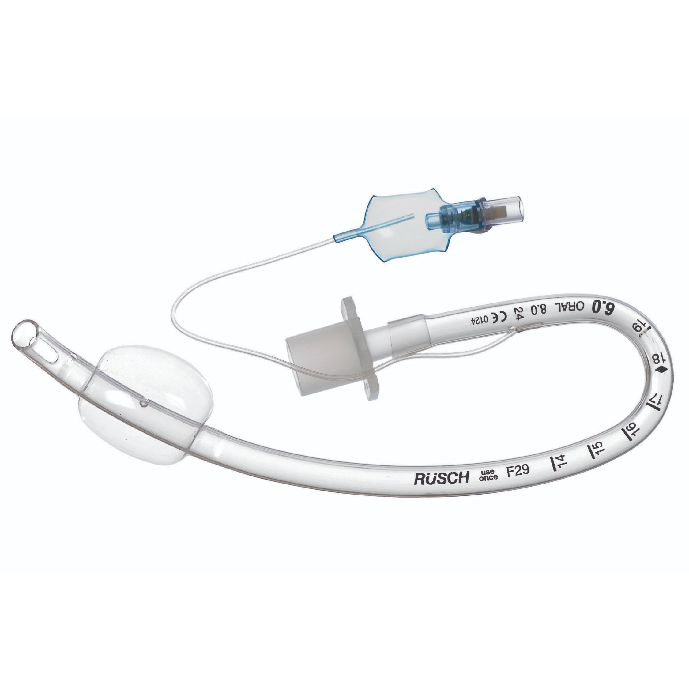 RUS111780080 Rusch AGT Endotracheal Tube, 40mm Balloon, 8mm, 10EA/BX