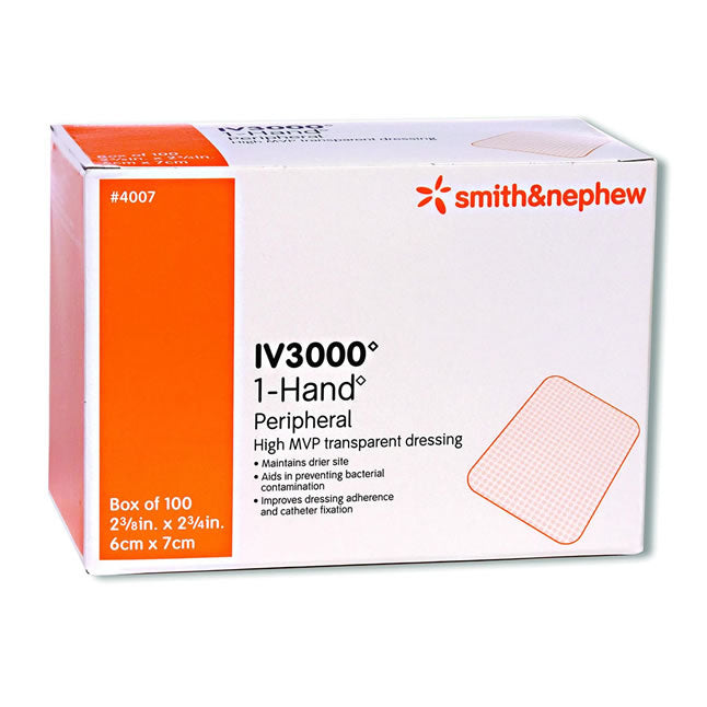 SN4007N IV3000 1 Hand Catheter Dressing, Moisture Responsive, 7cm x 6cm, 100EA/BX