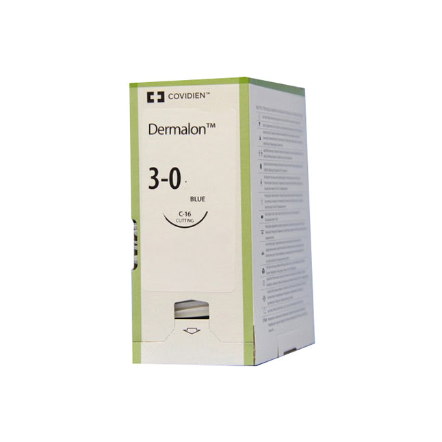 TY8886174441 Dermalon Non Absorbable Suture, Uncoated Nylon, Size 3-0, 24mm 36EA/BX