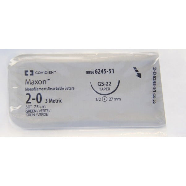 TY8886624551 Maxon Absorbable Suture, 2-0, Green, 30", GS-22 Taper 36EA/BX