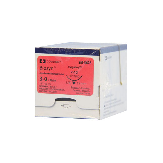 BIOSYN Absorbable Suture, L18" P-12 Premium Reverse Cutting Needle, Undyed 12EA/BX