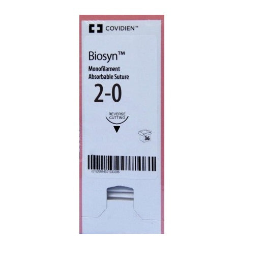 TYSM823 Biosyn Absorbable Suture, Gylcomer 631, Size 2-0, 24mm 36EA/CA