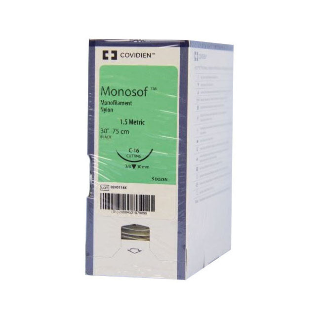 TYSN671 MONOSOF Non Absorbable Suture, Nylon, Size 3, 30mm Needle, 36EA/CA