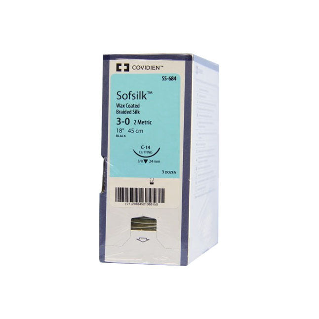 TYSS684G Non Absorbable Suture, Silk, Size 3-0, 24mm 12EA/BX
