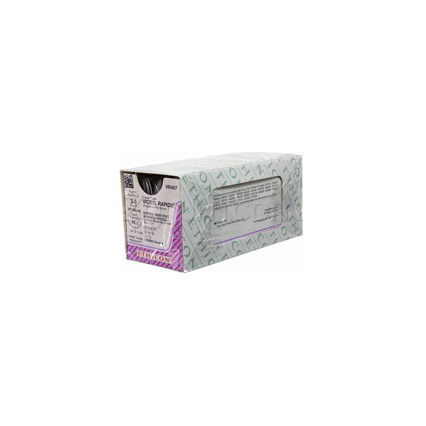 VR497 Absorbable Suture, Size 3-0, Length 18", PS-2 Prime Reverse Cutting Needle, Undyed, 12EA/BX