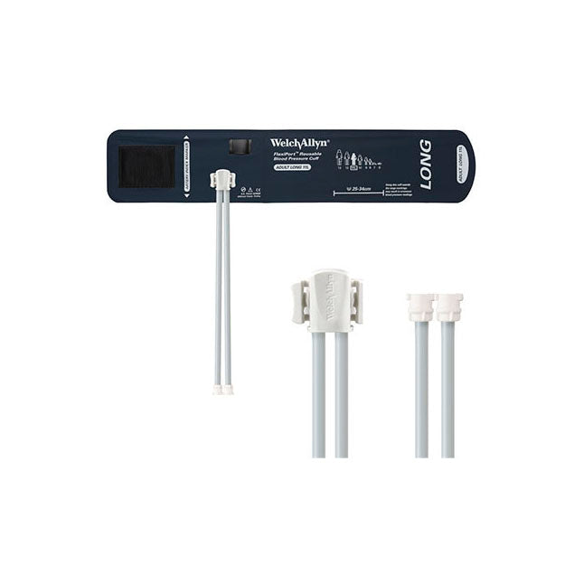 WAREUSE-11L2MQ Flexiport Blood Pressure Cuff, Two Tube, with Locking Connector, Adult, Long, Size 11, Reusable, 1/EA