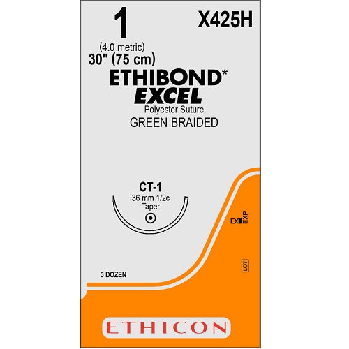 X425H ETHIBOND EXCEL Polyester Suture, Non-Absorbable, Size 1, 36mm 36EA/CA