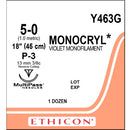MONOCRYL Absorbable Suture, Poliglecaprone 25, Violet Monofiliment, 1X18" P-3 12EA/CA