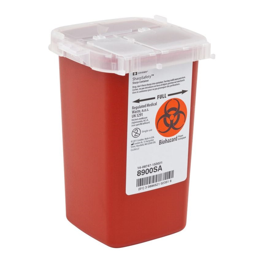 Z8900SA Monoject Phlebotomy Sharps Containers with Rotor Opening Lid, 1qt, Red, 100EA/CA