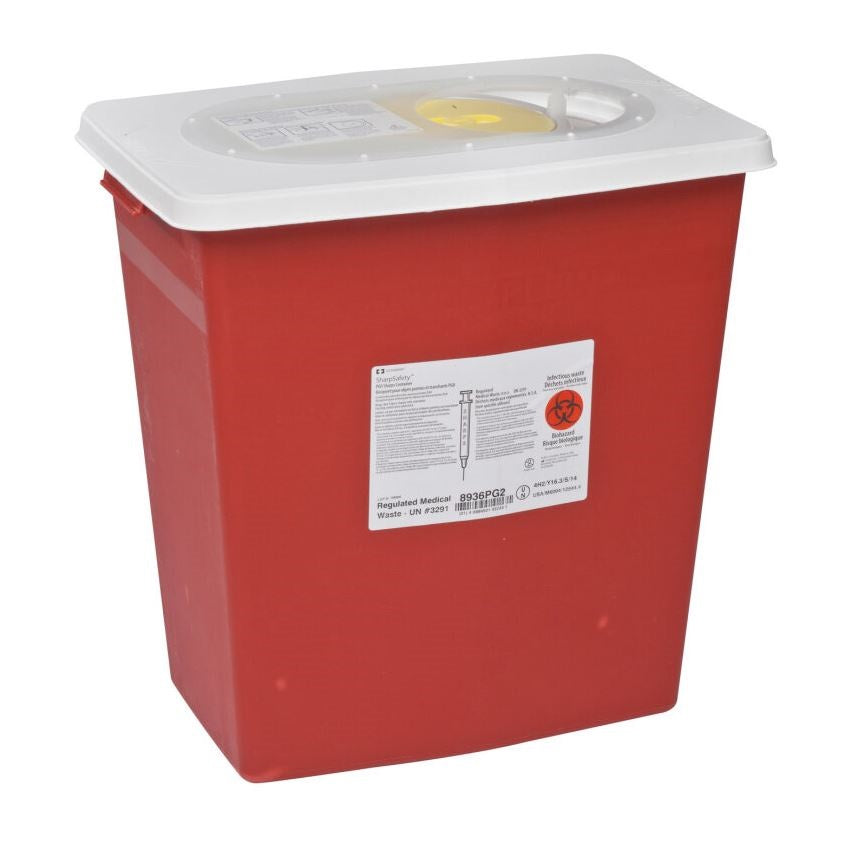 Z8936PG2 Monoject PGII Rated Large Volume Sharps Container with Sliding and Sealing Gasket Lid, 12GL, 10EA/CA