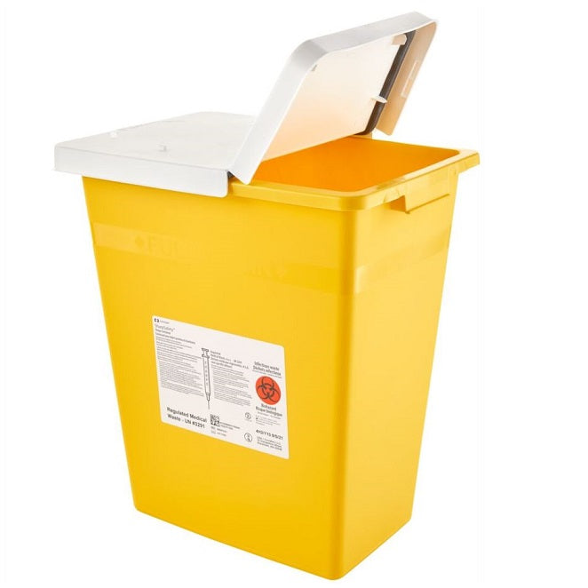 Z8985PG2Y Monoject PGII Rated Large Volume Sharps Container with Sealing Gasket Lid, 8GL, Yellow, 10EA/CA